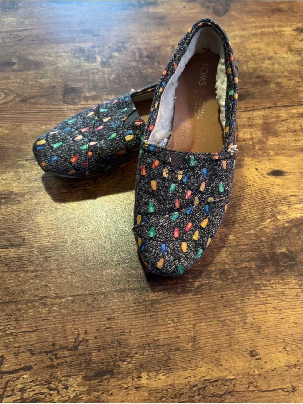 Toms Black Slip-On Shoes with Multicolor Light Print